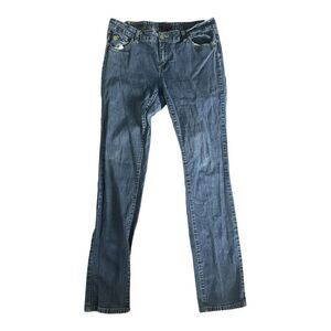 Rocawear Y2K Straight Leg Style Jeans Red Logo Pockets Medium Wash Size 15